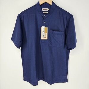 Fabindia Mens Medium M Blue Kurta Tunic Button Silk Blend Indian Shirt NEW